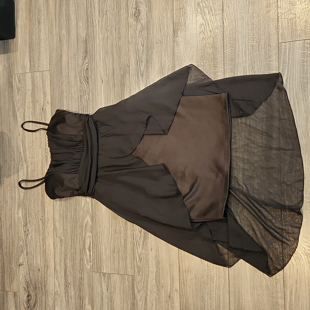 Neon Women's sz S spaghetti strap mini  Dress w/flowy overlay